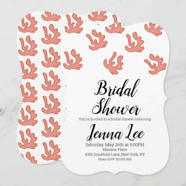 Invitación Ilustracion moderno de fideos de arrecife de coral (Anverso / Reverso)