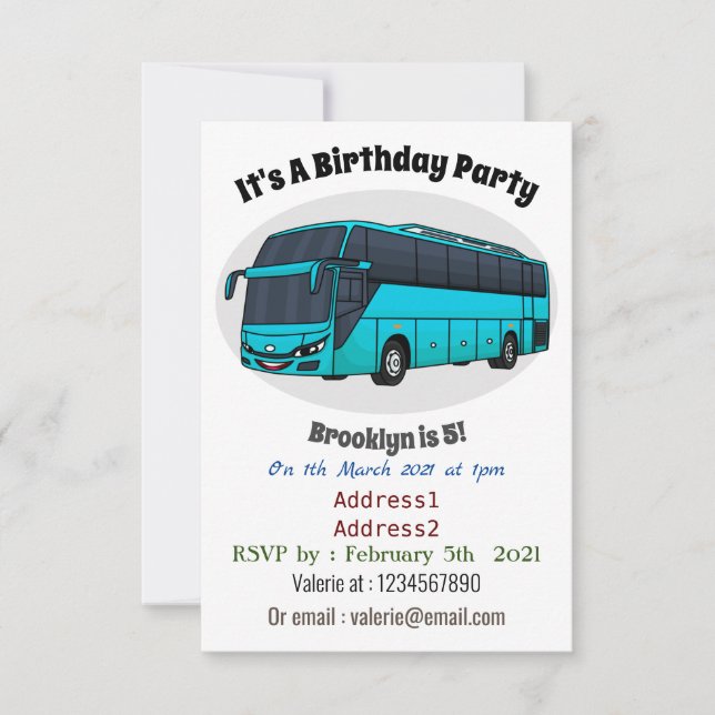 Invitación Ilustracion moderno de personalizado de autobús de (Anverso)
