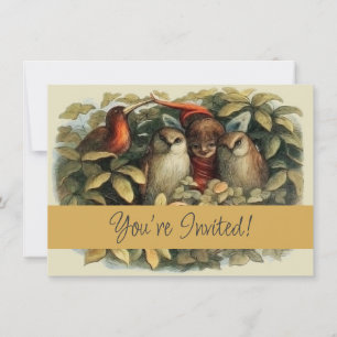Invitación Ilustracion Natural de las Lechuzas y las Fe de El