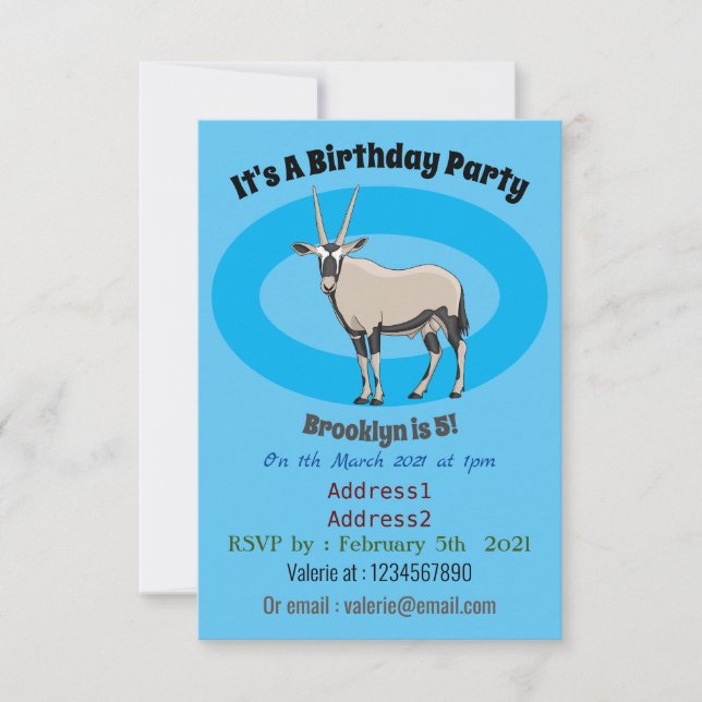 Invitación Ilustracion Oryx personalizado (Anverso)