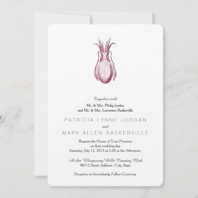 Invitación Ilustración Patrón de Jibia Vintage (Anverso)