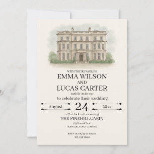 Invitación Ilustración personalizada a mano del lugar de la b