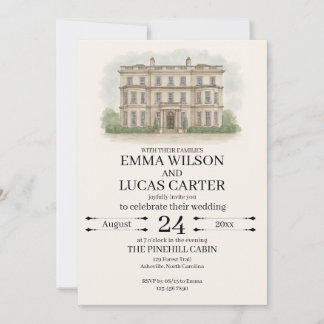 Invitación Ilustración personalizada a mano del lugar de la b