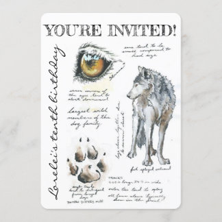 Invitación Ilustración personalizada de Canis Lupus Lobo Invi