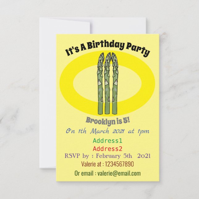 Invitación Ilustracion personalizado Asparagus (Anverso)