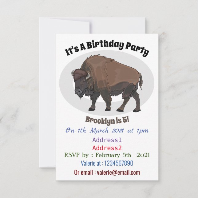 Invitación Ilustracion personalizado Bison (Anverso)