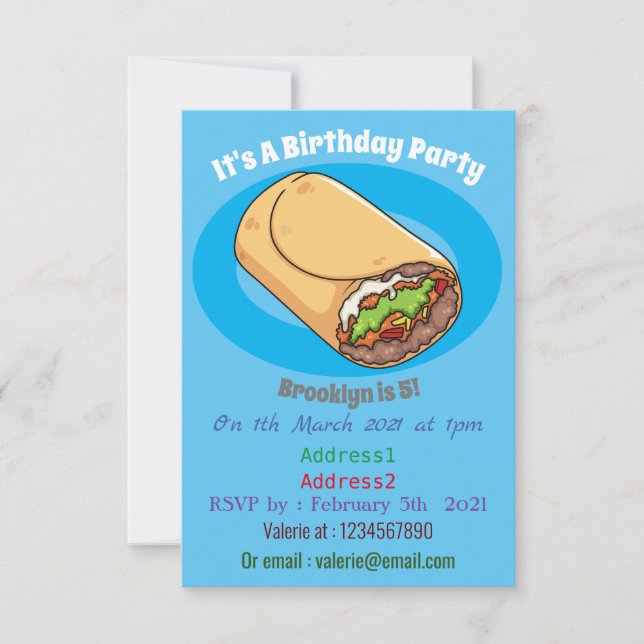 Invitación Ilustracion personalizado Burrito (Anverso)