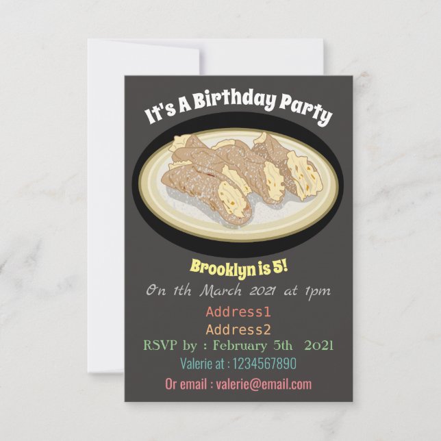 Invitación Ilustracion personalizado Cannoli (Anverso)