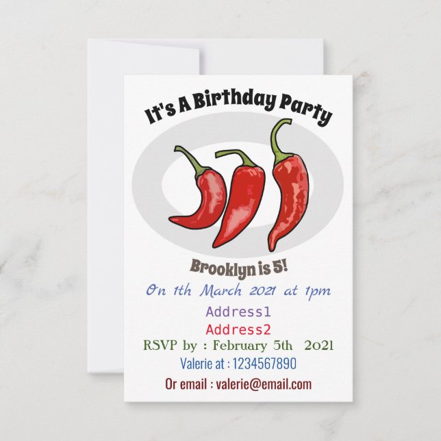 Invitación Ilustracion personalizado Chili (Anverso)