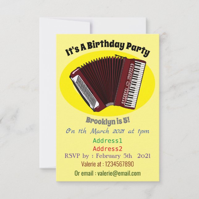Invitación Ilustracion personalizado de acordeón (Anverso)