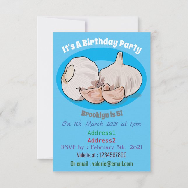 Invitación Ilustracion personalizado de ajo (Anverso)
