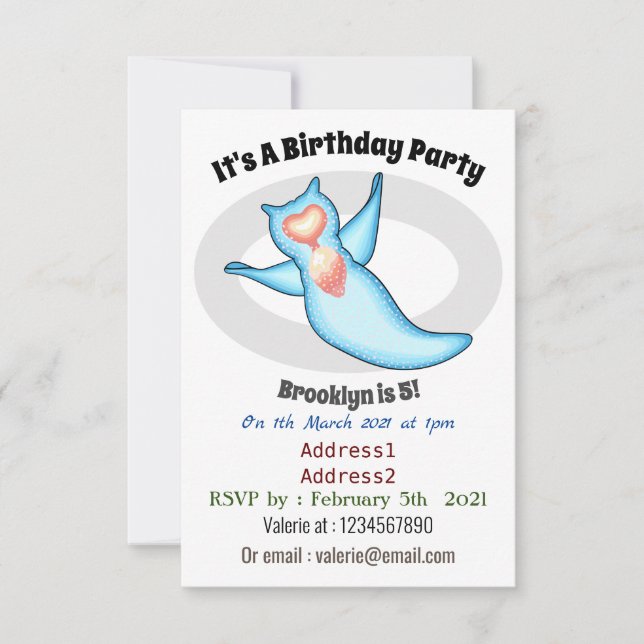 Invitación Ilustracion personalizado de ángel de mar (Anverso)