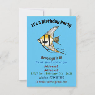 Invitación Ilustracion personalizado de angelotes a rayas