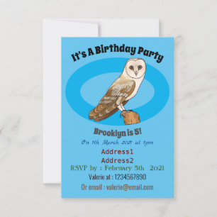 Invitación Ilustracion personalizado de aves de búho de Barn