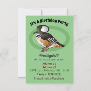 Invitación Ilustracion personalizado de aves merganser con ca