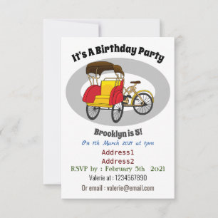 Invitación Ilustracion personalizado de bicitaxi