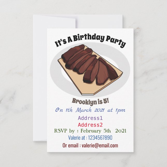 Invitación Ilustracion personalizado de brisket de carne (Anverso)