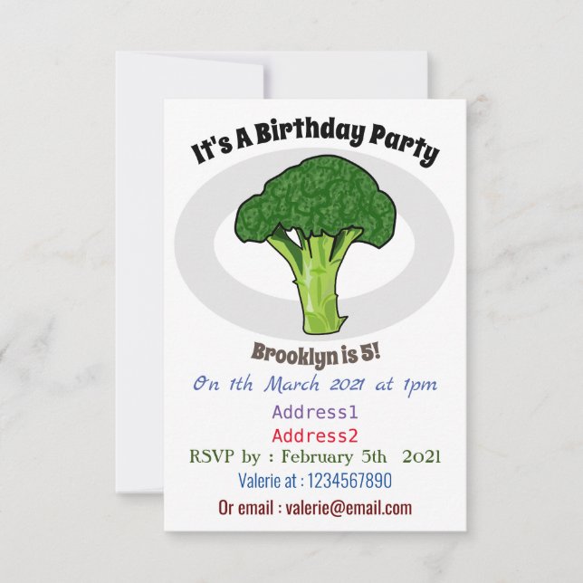 Invitación Ilustracion personalizado de Broccoli (Anverso)