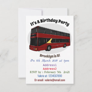 Invitación Ilustracion personalizado de bus de dos pisos