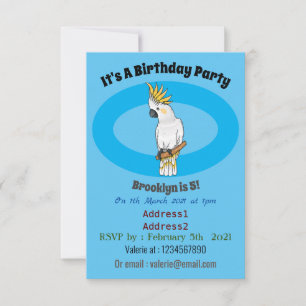 Invitación Ilustracion personalizado de cacatúa con crema de