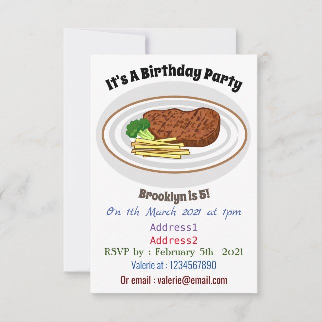 Invitación Ilustracion personalizado de carne (Anverso)