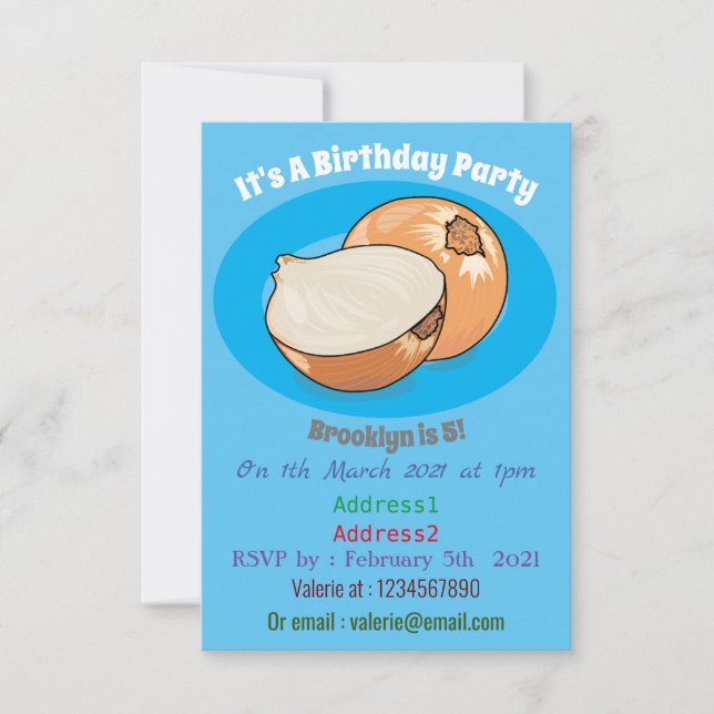 Invitación Ilustracion personalizado de cebolla (Anverso)