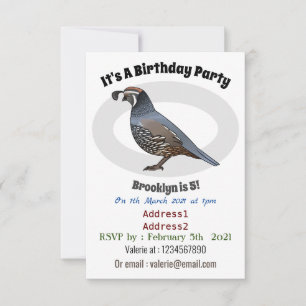Invitación Ilustracion personalizado de codorniz de Californi