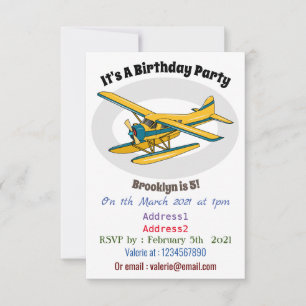 Invitación Ilustracion personalizado de hidroavión