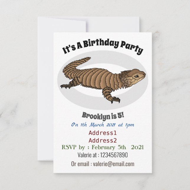Invitación Ilustracion personalizado de lagarto de Armadillo (Anverso)