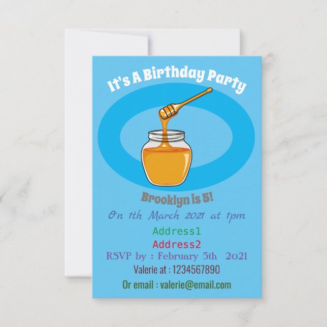 Invitación Ilustracion personalizado de miel (Anverso)