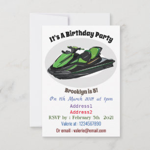 Invitación Ilustracion personalizado de moto acuática