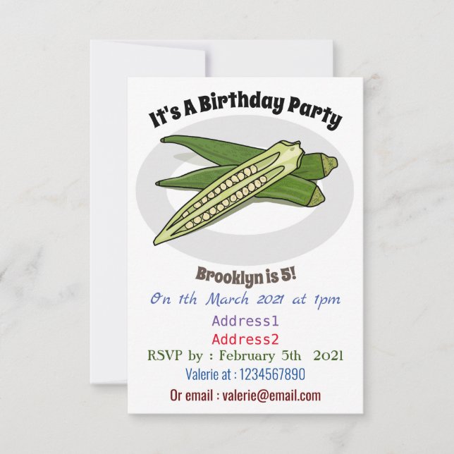 Invitación Ilustracion personalizado de Okra (Anverso)