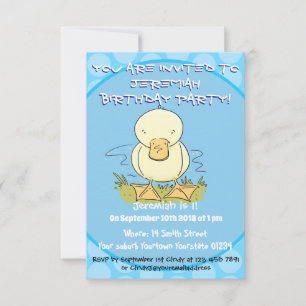 Invitación Ilustracion personalizado de pato amarillo