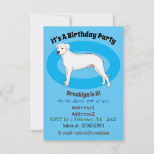 Invitación Ilustracion personalizado de perro argentino Dogo