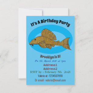 Invitación Ilustracion personalizado de pescado Pleco