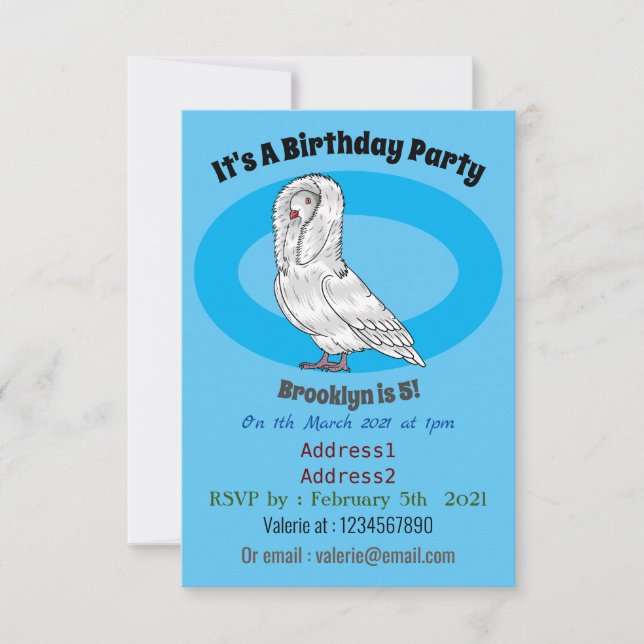 Invitación Ilustracion personalizado de pichón de Jacobin (Anverso)