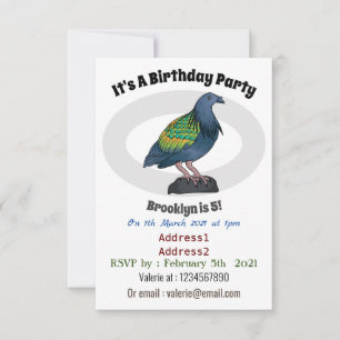 Invitación Ilustracion personalizado de pichón de Nicobar