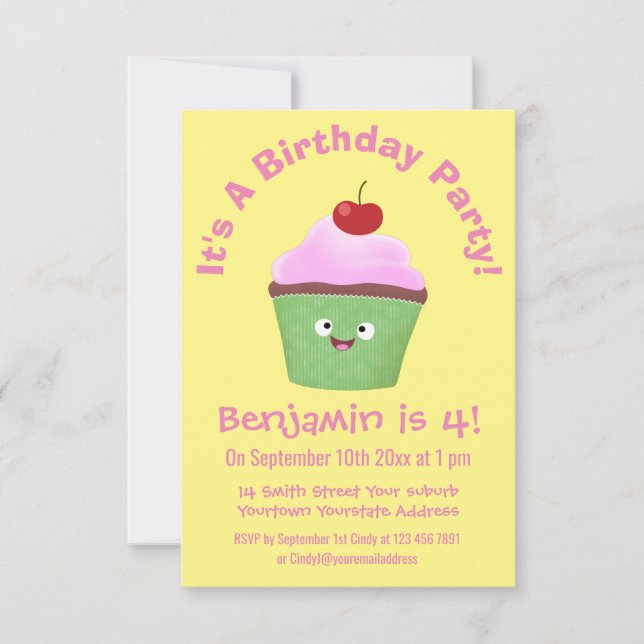 Invitación Ilustracion personalizado de quequitos alegres (Anverso)