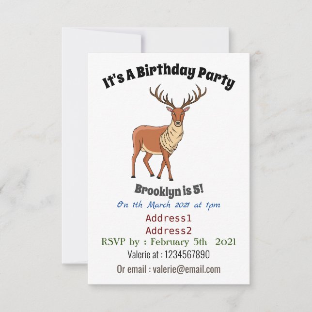 Invitación Ilustracion personalizado de renos (Anverso)