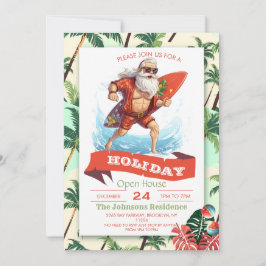 Invitación Ilustracion Personalizado de Santa Claus Surfer
