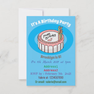 Invitación Ilustracion personalizado de torta de cumpleaños