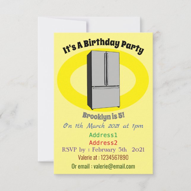 Invitación Ilustracion personalizado frigorífico de puerta fr (Anverso)