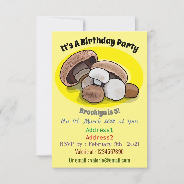 Invitación Ilustracion personalizado hongo (Anverso)