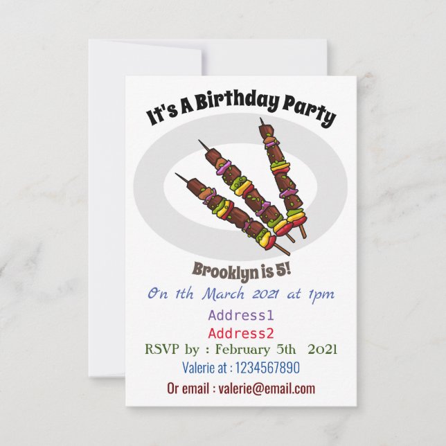 Invitación Ilustracion personalizado kebab o kabob (Anverso)
