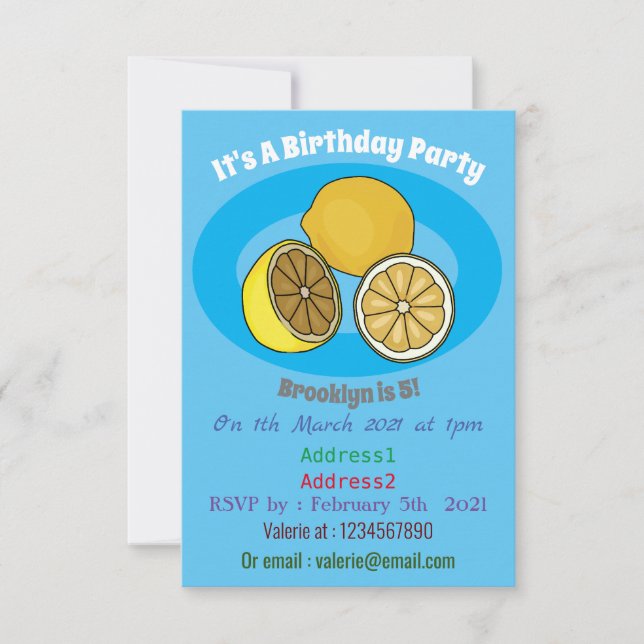 Invitación Ilustracion personalizado limón (Anverso)