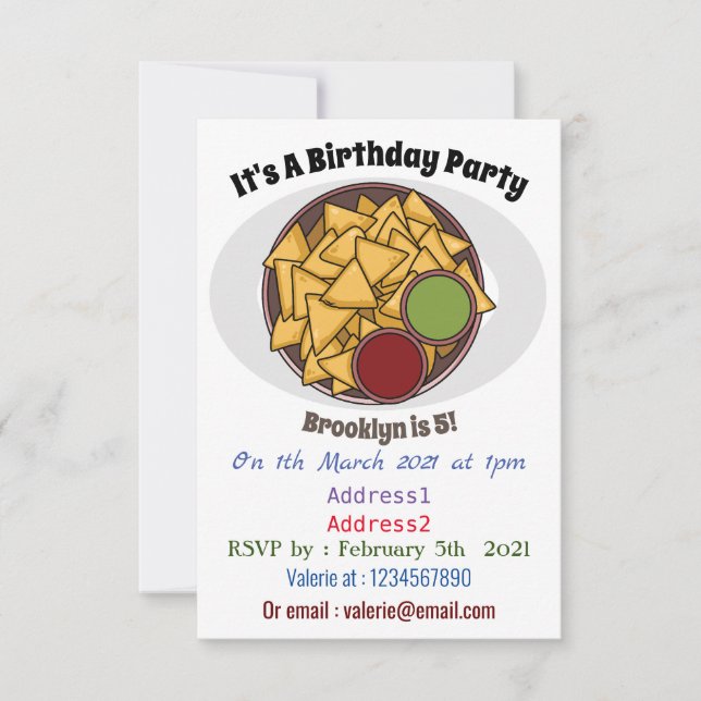Invitación Ilustracion personalizado Nachos (Anverso)