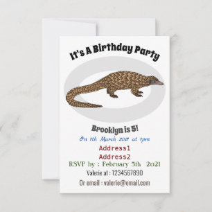 Invitación Ilustracion personalizado pangolín de cola larga