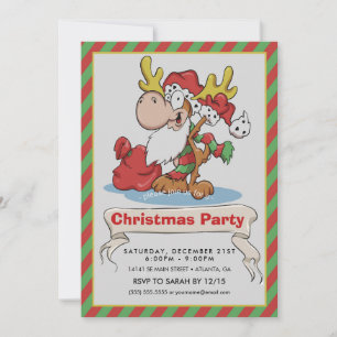 Invitación Ilustracion Personalizado Santa Claus Moose