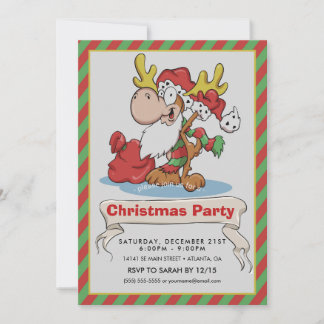Invitación Ilustracion Personalizado Santa Claus Moose