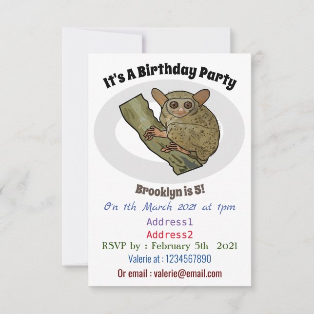 Invitación Ilustracion personalizado Tarsier (Anverso)